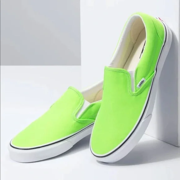 Vans | Shoes | Vans Classic Slip On Neon Green Gecko Shoes New Mens 95 105  11 115 12 | Poshmark